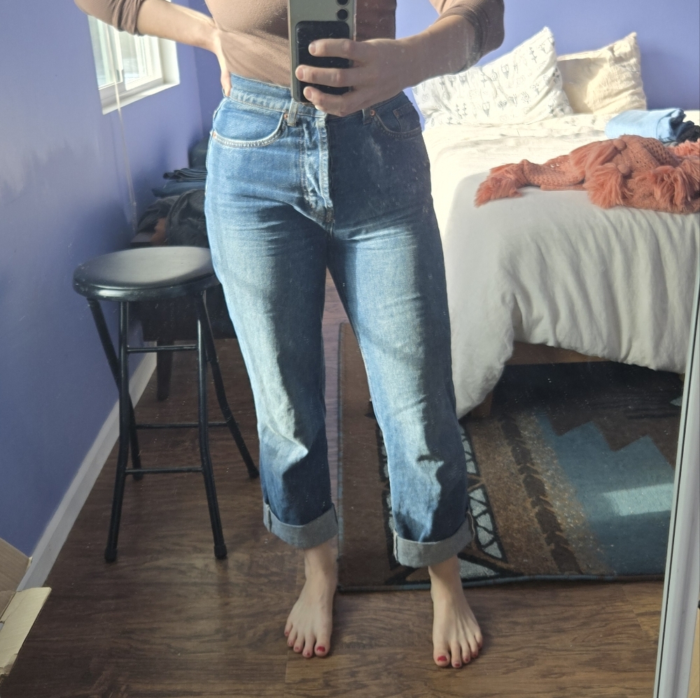 Topshop Straight Leg Button Fly Jeans